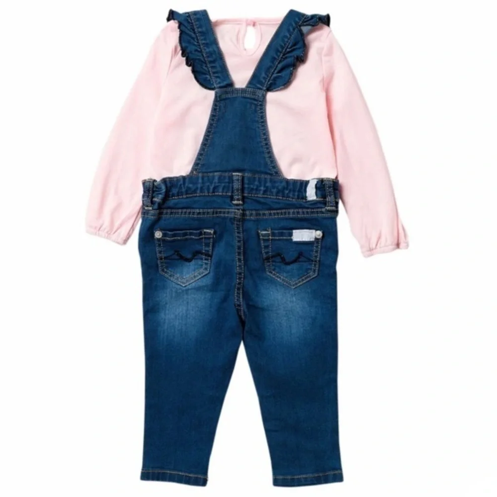 SET - 7 For All Mankind Embroidered Denim Jean Overalls NWT